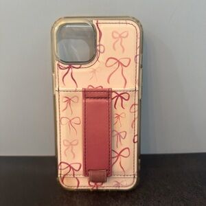 Pink Bow Pattern Phone Case with Strap iPhone 13/14